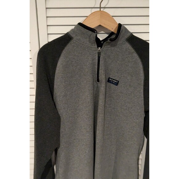 Old Navy 1/4 Zip Fleece Pullover Men's Size L Heather/Dark‎ Gray Color Block EUC - Picture 5 of 9